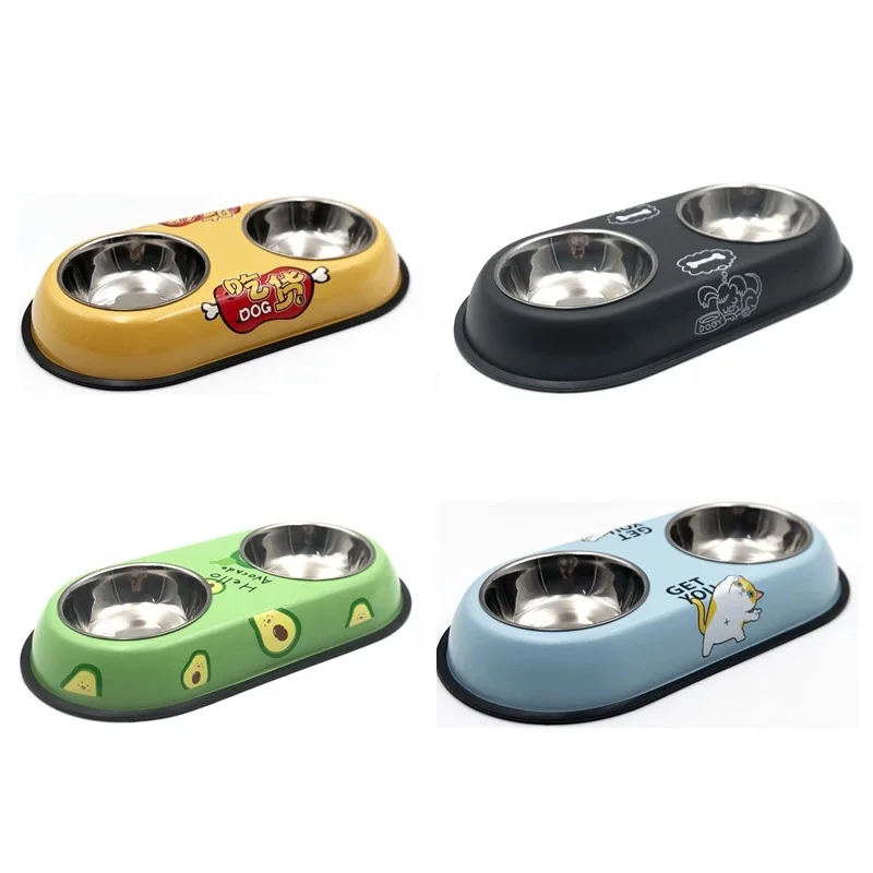 

Manufacturer Wholesale Custom Different Colors Non Slip Stainless Steel Pet Dog Cat Double Bowl