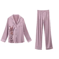 

Autumn long-sleeved cotton velvet warm two-piece adult women pajamas for sleep