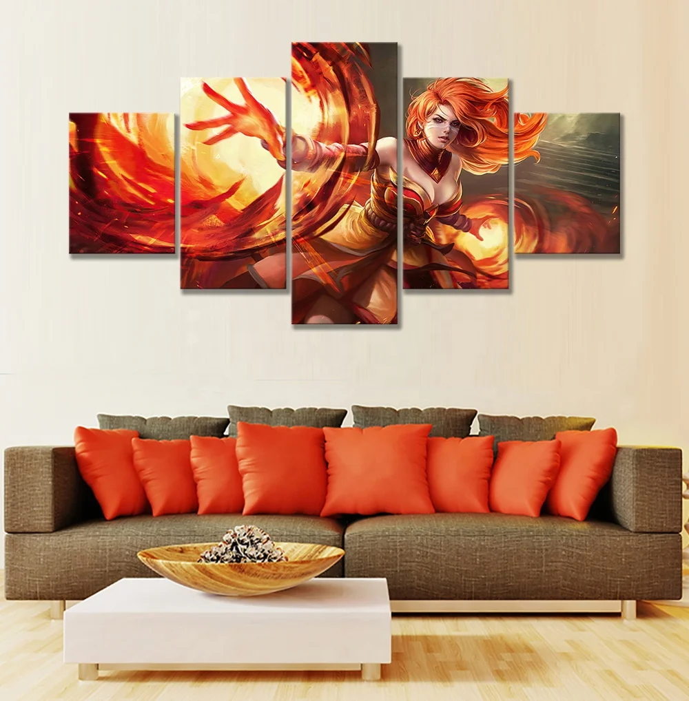 

2020 New Design Video Games Art Wall Decor Paintings Dota 2 Picture Canvas Art Wall Painting Bedroom Decor 5pcs Oil Painting, Multiple colours