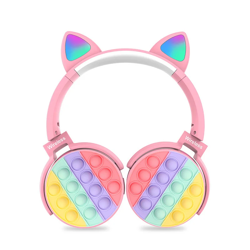 

CT-950 Silicone Popping Push It bubble Fidget Cat ear Headset headphone Auriculares Bubble Toy Wireless cute kids with mic