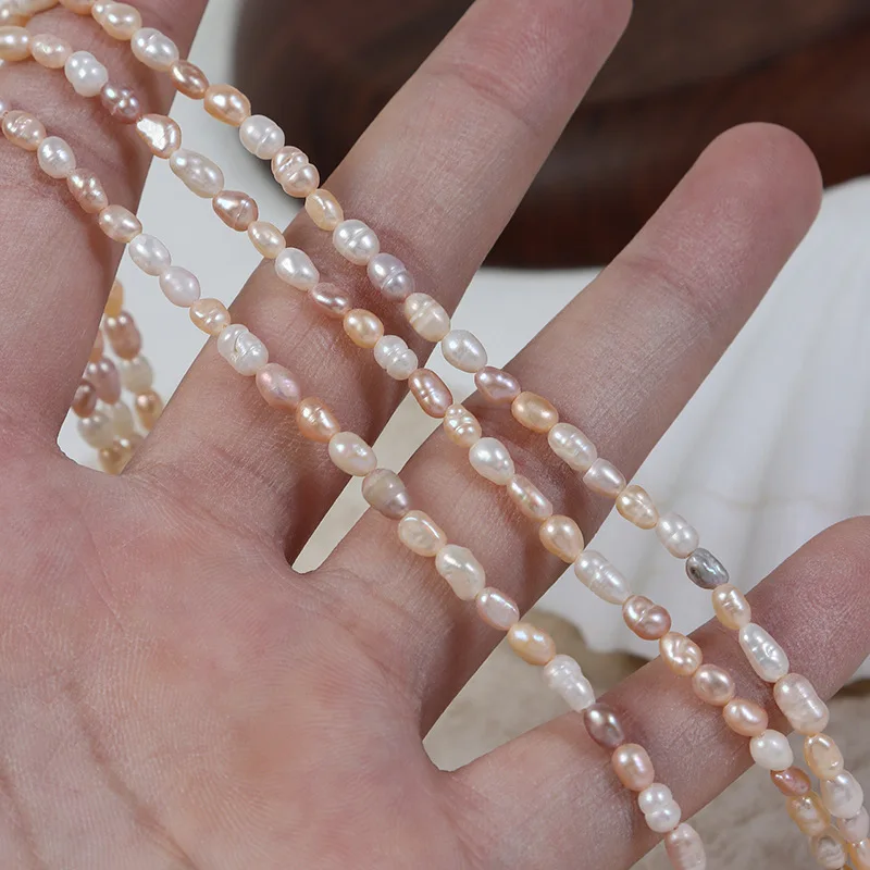 

Wholesale 3mm Natural Freshwater Pearls Candy Color Baroque Pearl DIY Bracelet Necklace Jewelry