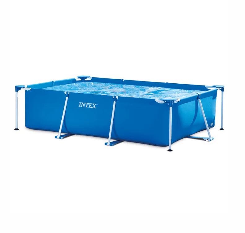 

Intex piscina rectangular frame pool 2.2x1.5x0.6m above ground pool metal frame swim, Blue