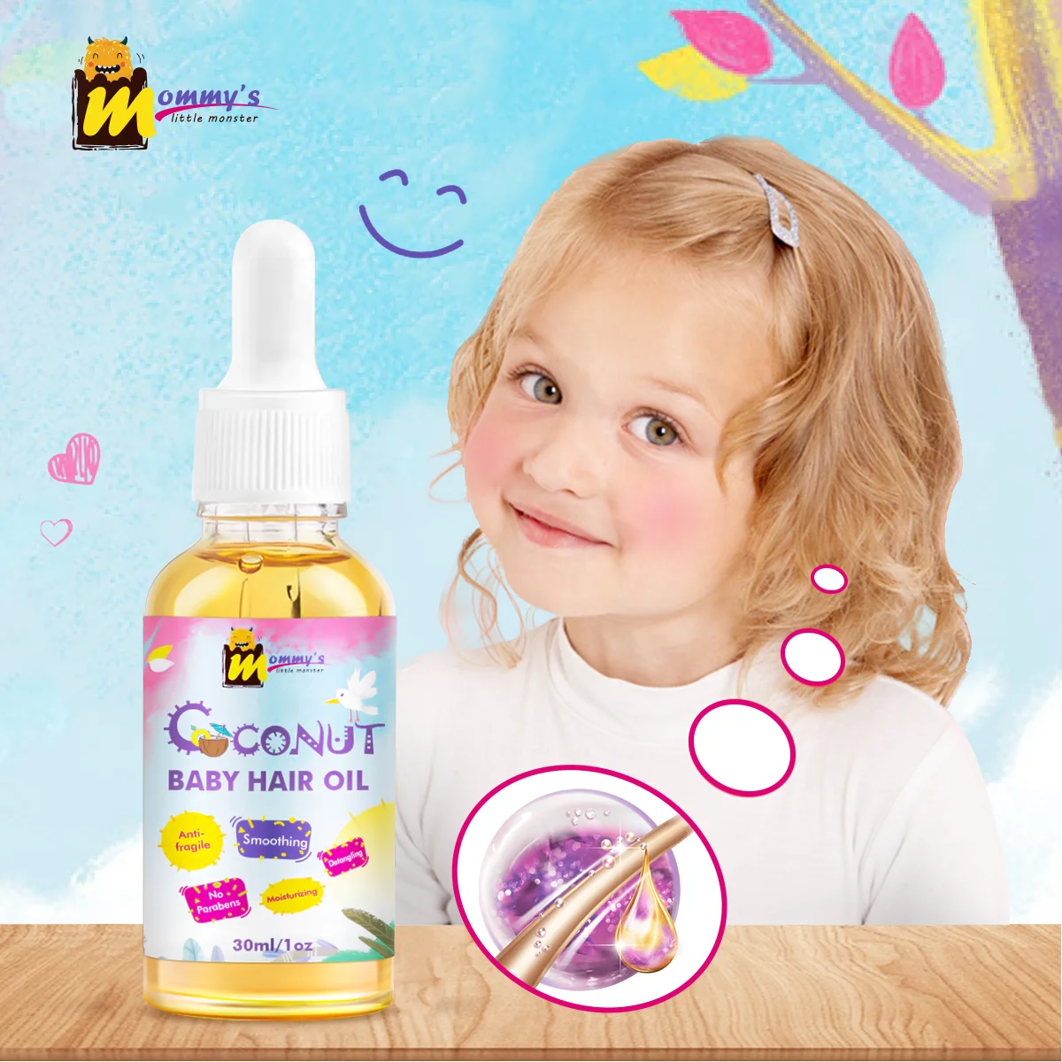 

Strong Hair Roots & Smooth Vegan Gentle Coconut Baby Hair Regrowth Oil At Home