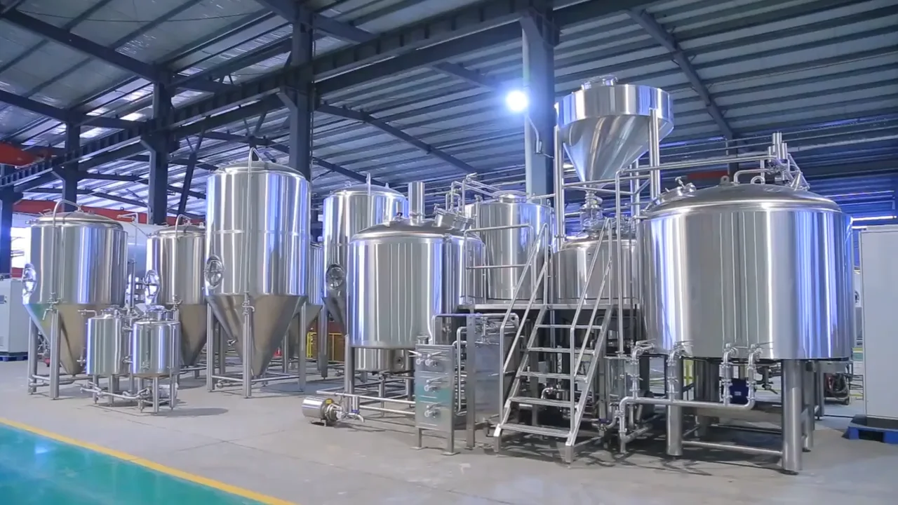 8000l Tiantai Automatic Beer Brewing System Steam Heating 5vessel