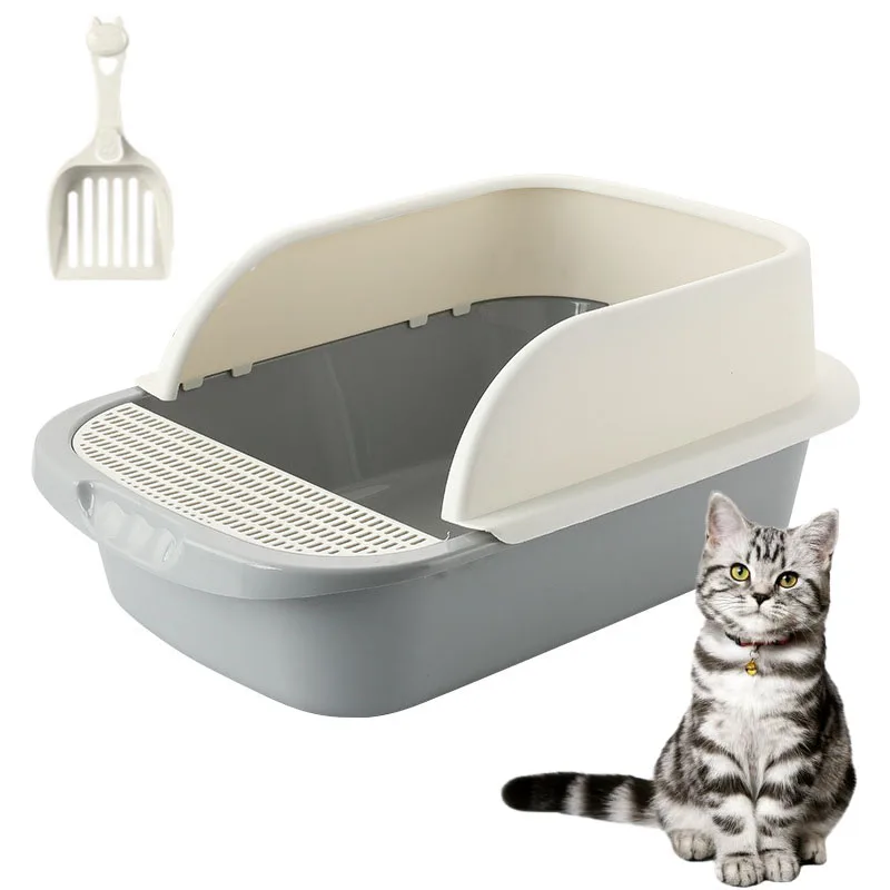 

Amazon Hot Selling Wholesale Detachable Simple Cat Cleaning Plastic Cat Toilet Litter Cat Litter Box, Grey/pink/blue