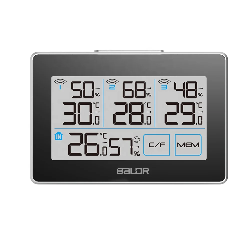 

BALDR B0317 Digital Thermometer Hygrometer with 3 Sensors Wireless Indoor Outdoor Temperature Humidity Monitor Weather Station