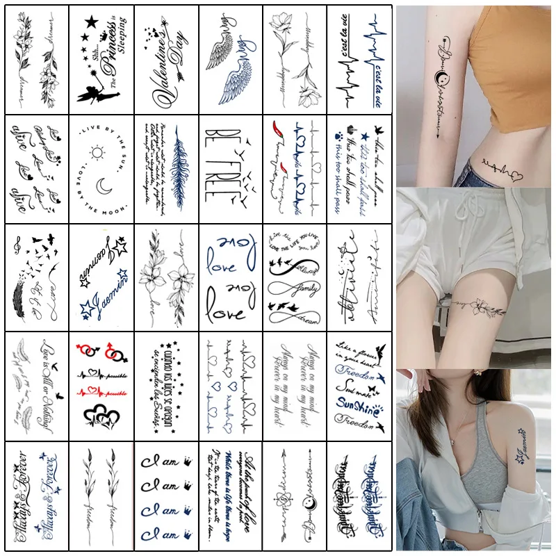 

Ready to ship wholesale waterproof durable tattoo paste male and female personality letter tattoo sticker