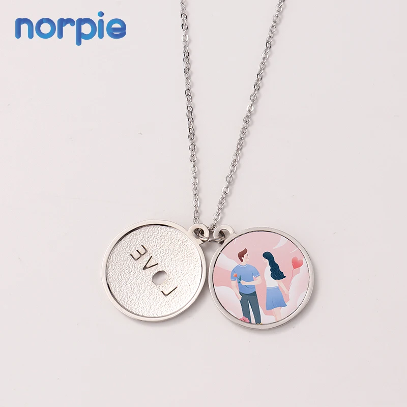 

Wholesale Personalized Sublimation Blanks Lovers Shape Love Carved Sliding Locket Necklace