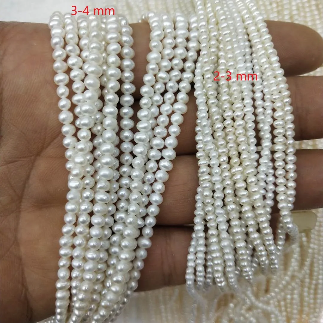 

2-4 mm near round loose wholesale freshwater pearl in strand 38 cm