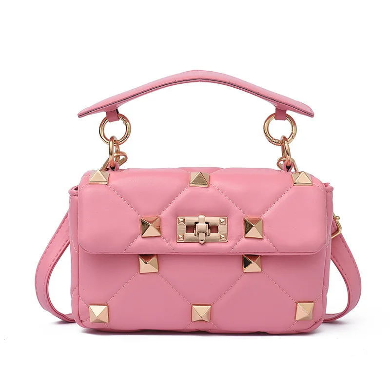 

Lady PU Leather Hand bag fashion women shoulder bags with rivet, Pink
