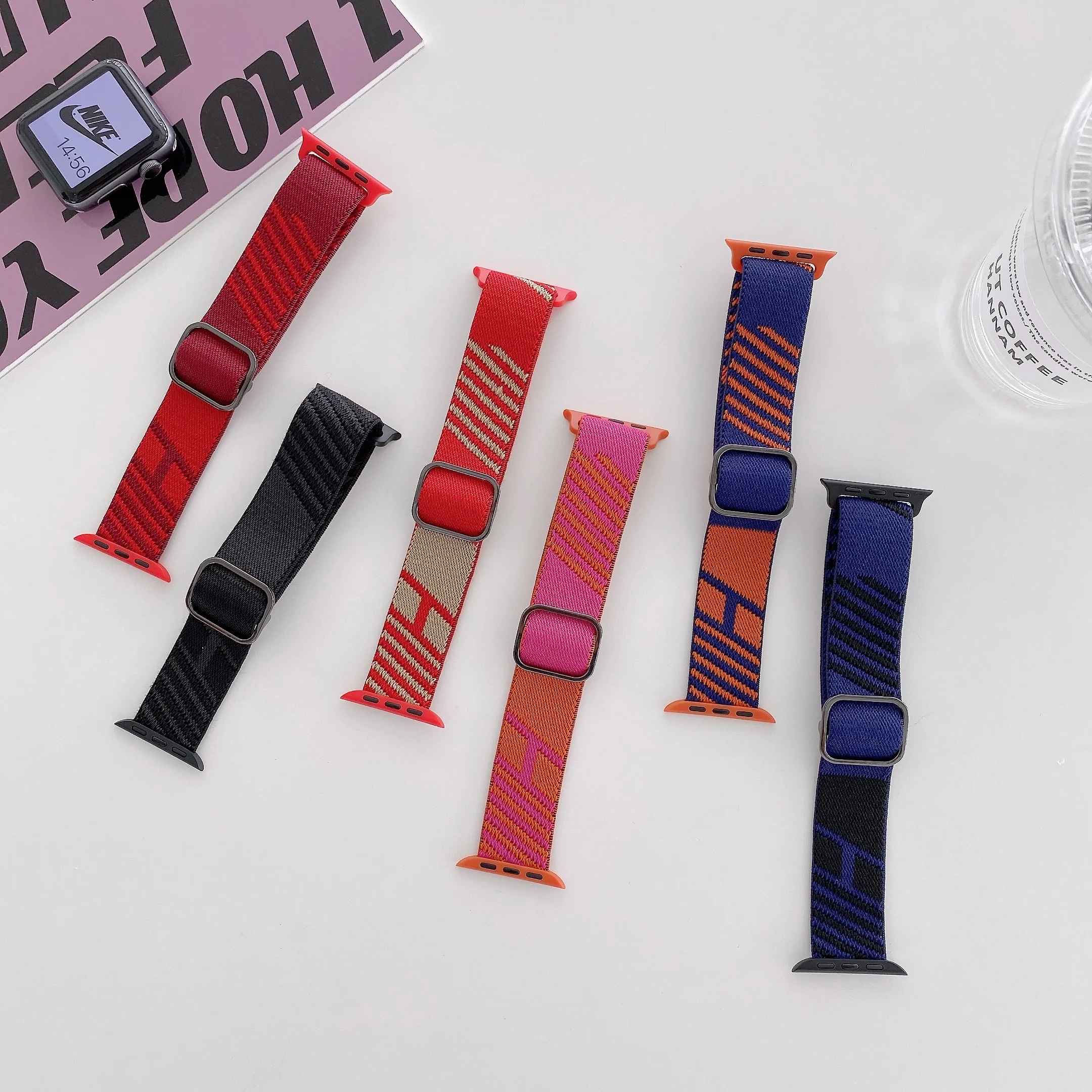 

Solo Loop Nylon Watchband for Apple Watch Straps 45mm 41mm 44mm 40mm Elastic Scrunchie Bracelet for iWatch Series 7 6 5 4 3 SE, Black,gold,blue,red
