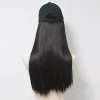 

2020 new hot selling fashion black baseball cap Straight hair wig good care wig hat cap smooth wig for girl women