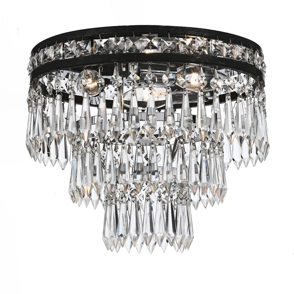 Modern Round Crystal Flush Mount Lamp LED Ceiling Fixture Light