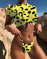 

Summer wholesale 9 colors two piece leopard print sexy swimsuit bikinis woman swimwear