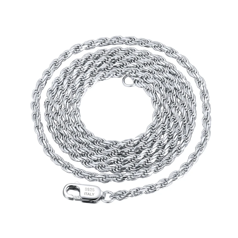 

RINNTIN SC29 Supplies Jewelry Making for Women Men Italian 925 Sterling Silver 1.7mm Diamond-Cut Rope Chain Necklace