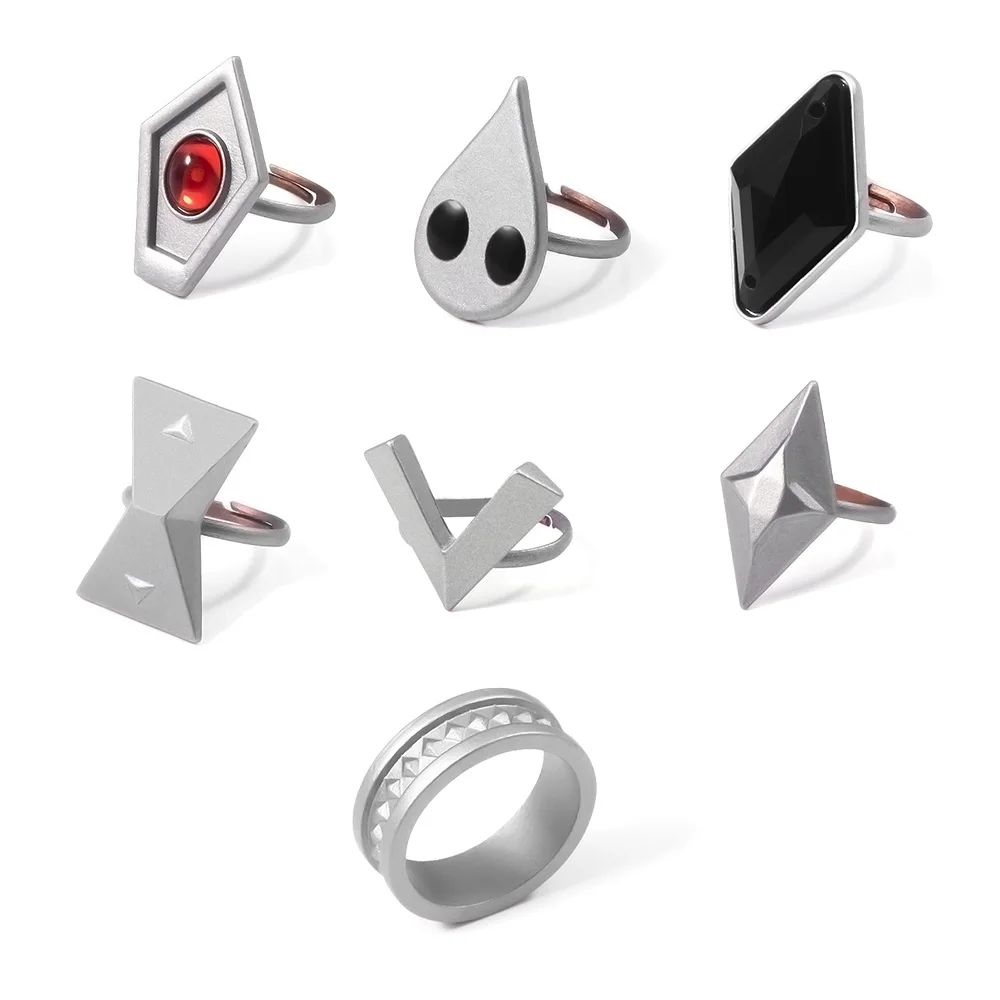 

7pcs Set Game Genshin Impact Hutao Adjustable Cosplay Rings, Picture shows