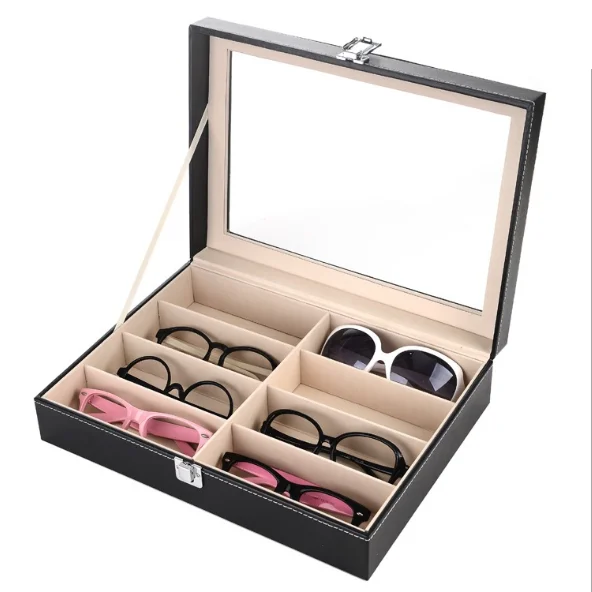 

Luxury Eye glasses Sunglasses Storage Case PU Leather Box Organizer Custom Sunglass Display Storage Box