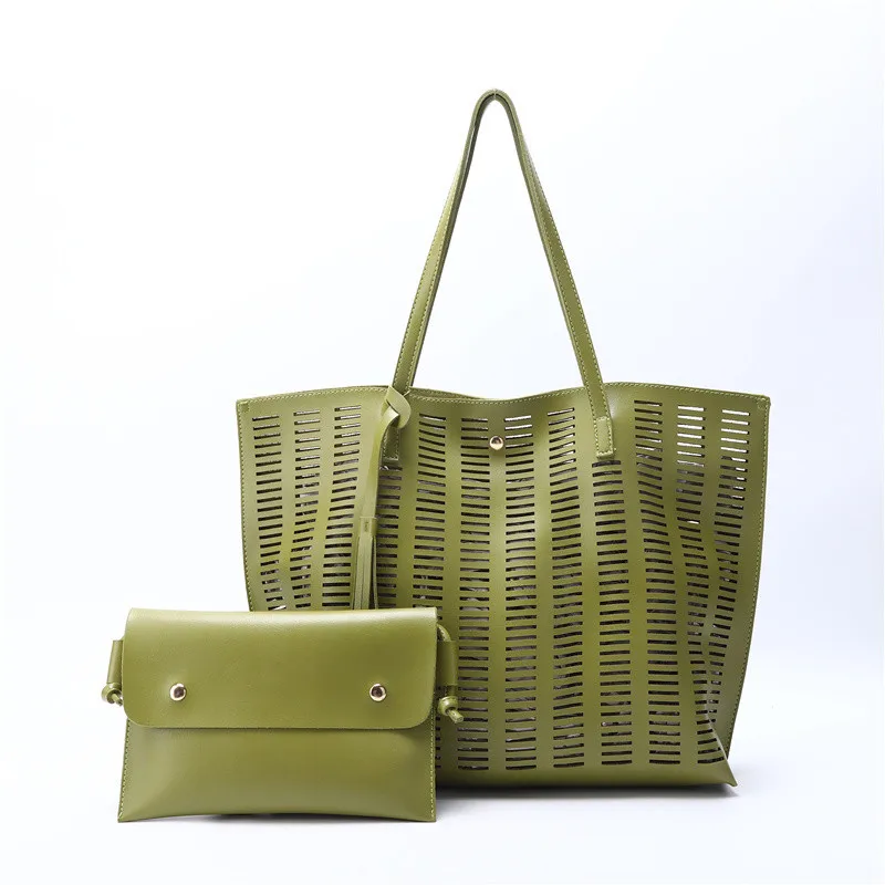 

Factory Wholesale Women Laser Cut Handbag Set Large Tote with Small Purse