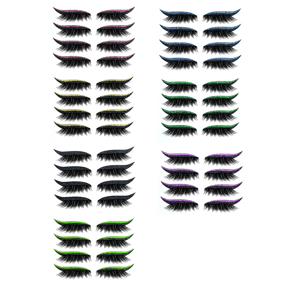 

7 Colors Reusable Eyeliner And Eyelash Sticker Fashion Eyes Sticker Makeup Eyeliner False 3D Eyelashes