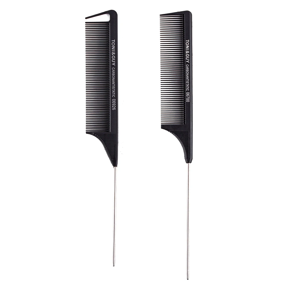 

Wholesale Black Fine Tooth Hairdressing Heat Resistant Professional Carbon Fibre Plastic Pin Rat Tail Parting Comb For Women