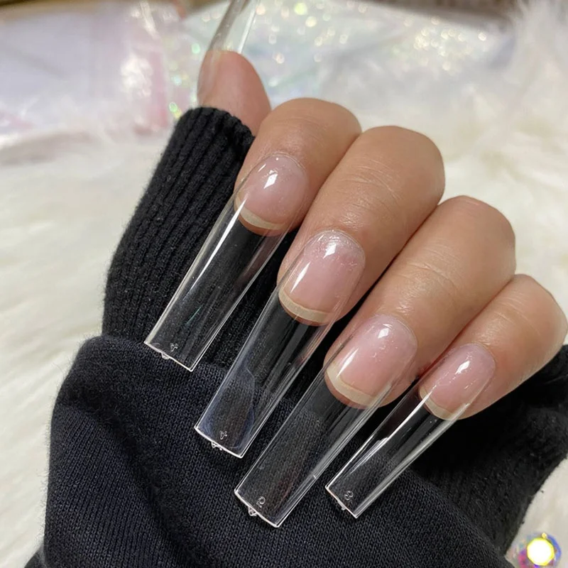

240Pcs/Box DIY Extra Long Coffin Nail Tips Clear Acrylic Nail Salons XXL Straight Tapered Square Nail Tips, Picture
