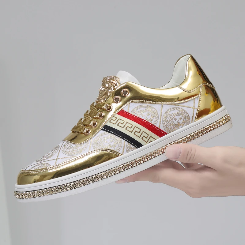 

Wholesale Luxury Brand Designer Shining Fashion Flat Bottom Men's Casual Shoes