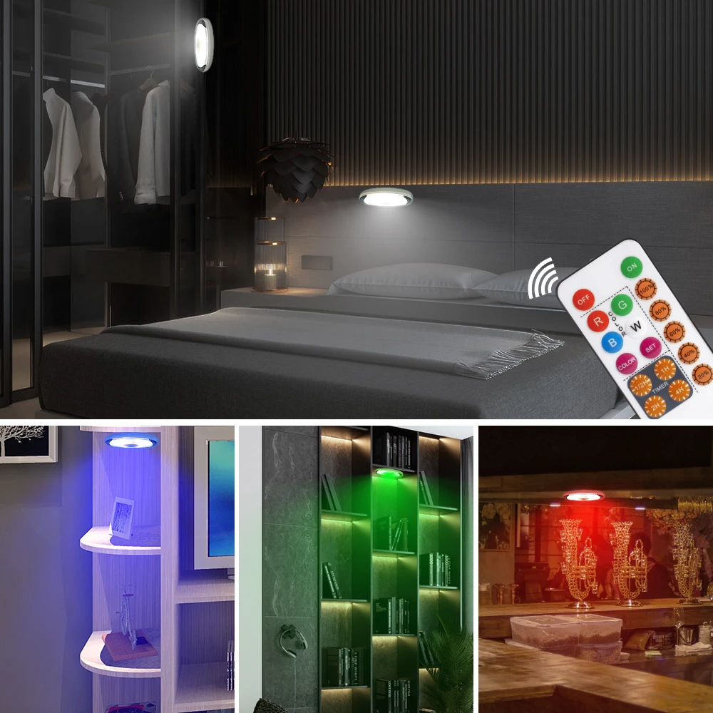 
Led Puck Lights,Wireless Under Cabinet Lighting with Remote 