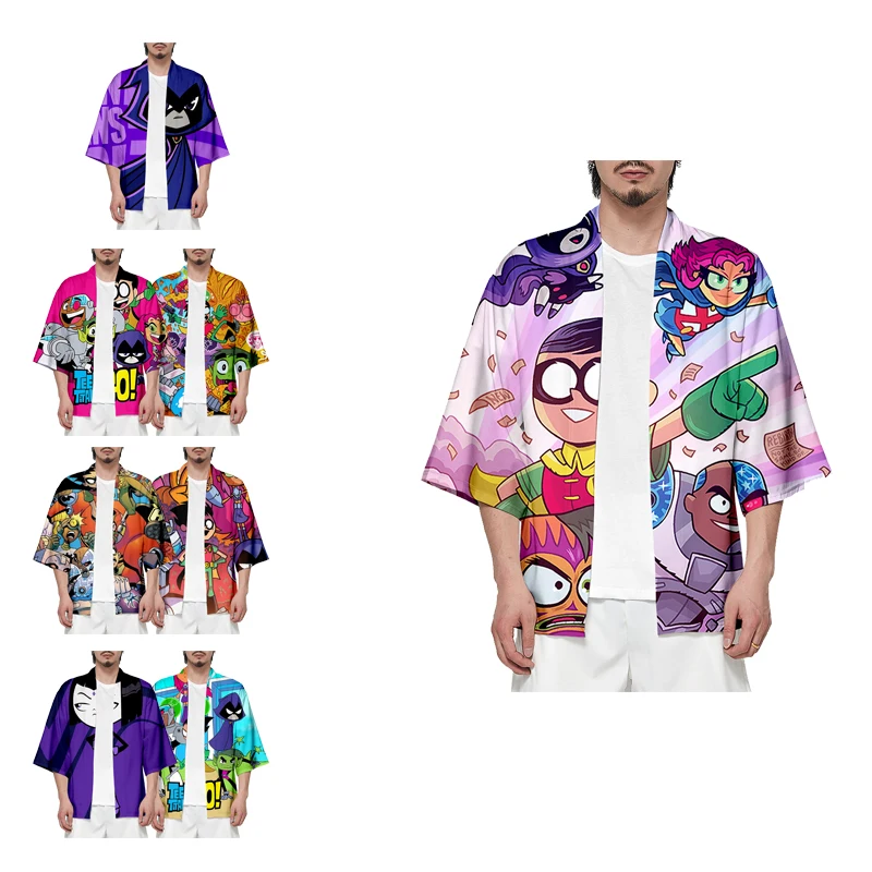 

Japanese Kimono Polyester Sublimation Custom 3D Printing Animation Summer Short Sleeve Kimono, Customized colors