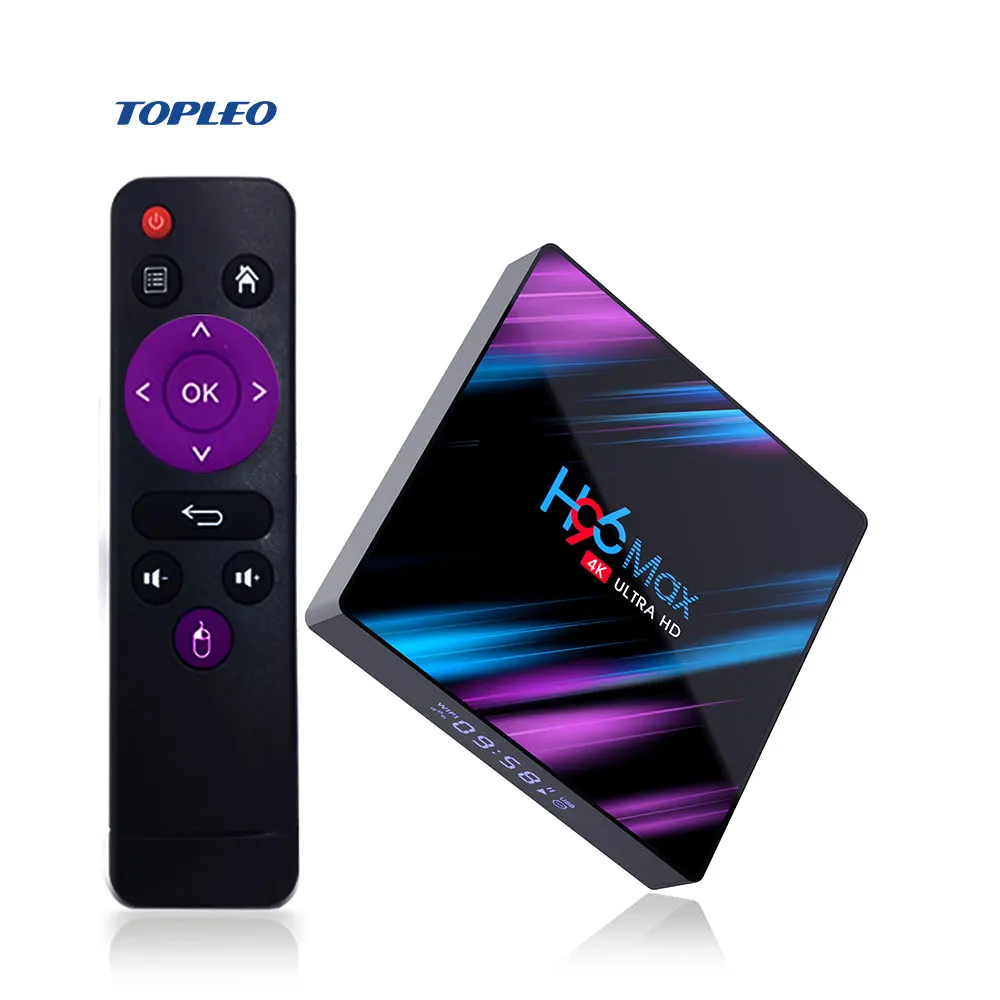 

Topleo luxuriant design H96 max RK3318 4k HDR ram 4gb ddr3 internet tv set top box android 9.0 tv box