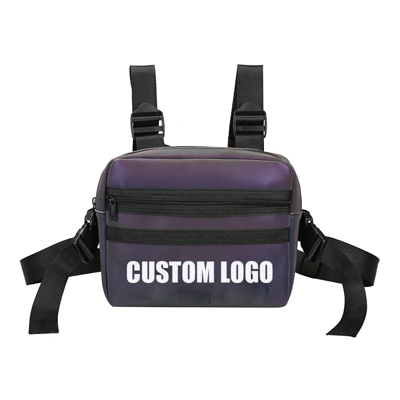 

Custom fashion unisex reflective tactical cross bag outdoor chest bag, Black