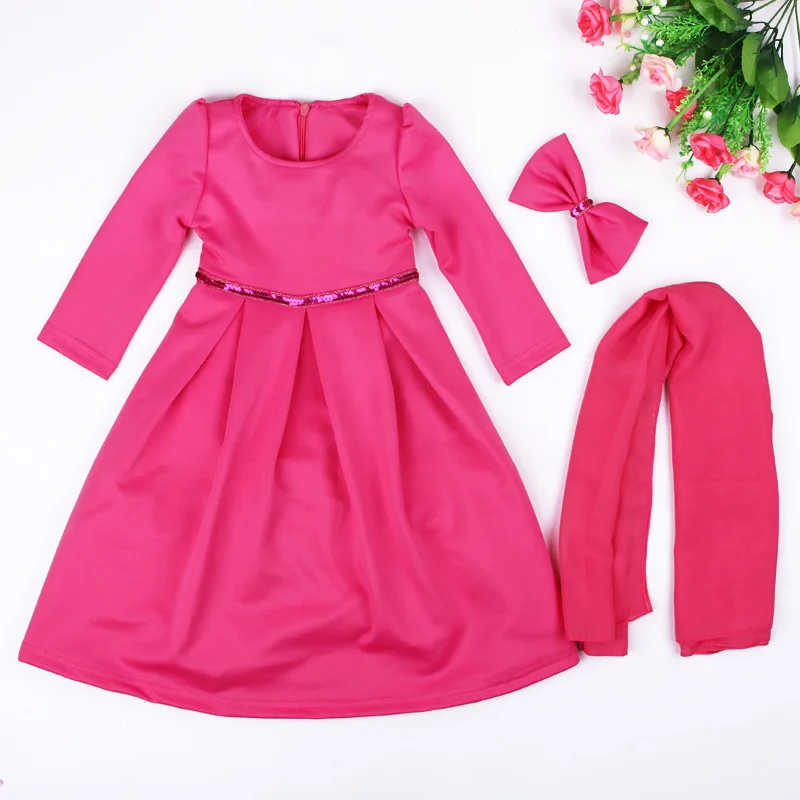 

2021 New Fashion Abaya Dubai Wholesale Children Girl Muslim Long Dress With Hijab, Please refer to color chart