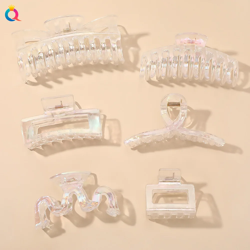 various transparent hair claw AB plating rainbow color  hair clip