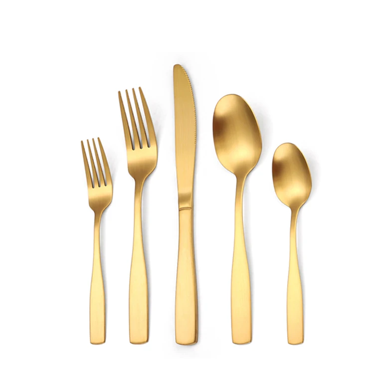 

High End Quality Custom Brass Plated Stainless Steel Flatware Cuttlery Set Wholesale