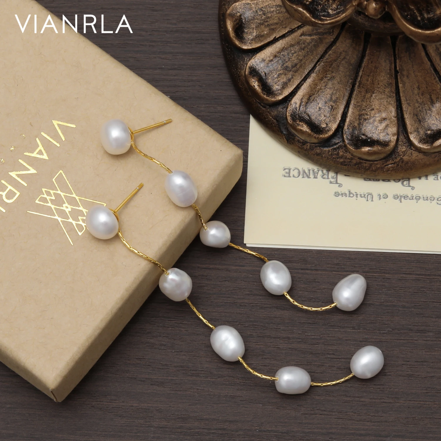 

VIANRLA 925 Sterling Silver Jewelry Pearl Pendant 18k Gold Plated Earring For Women Freshwater pearl Jewelry