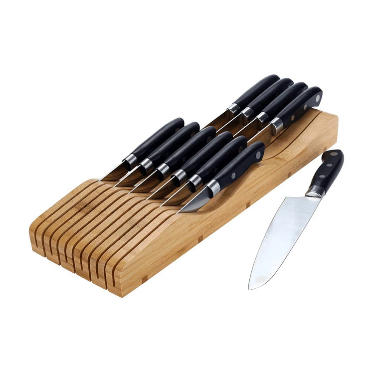 

2022 Kitchen Magnetic Bamboo Knife Holder, Wood Knife Block, Drawer Knife Organizer
