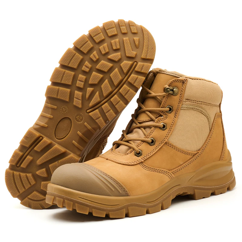 Unisex S3 Construction Safety Shoes Mid Cut Dual Density PU CE Winter Season Acid Oil Resistant Cow Leather Anti-Slip Waterproof