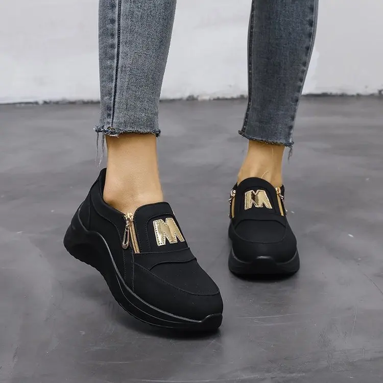 

2021 fashion comfort new hot wholesales zip block heels sneakers platform fashionable women's causal shoes, Red, pink, black