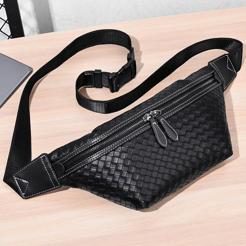 

Sports Fanny Pack Waist Bag PU Leather Crocodile Pattern Small Waist Bag, Black ,white,green,gray