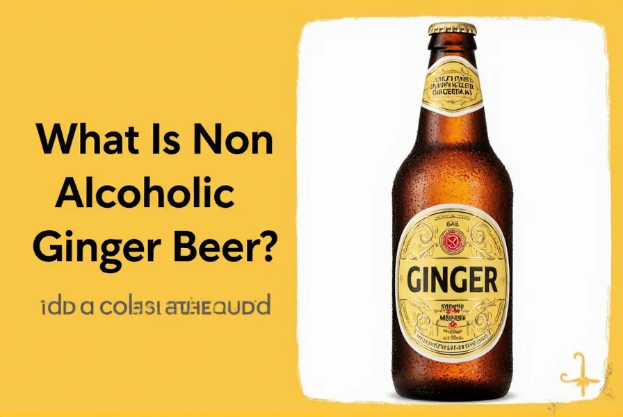 Close-up of non alcoholic ginger beer bottle showing golden amber liquid and condensation