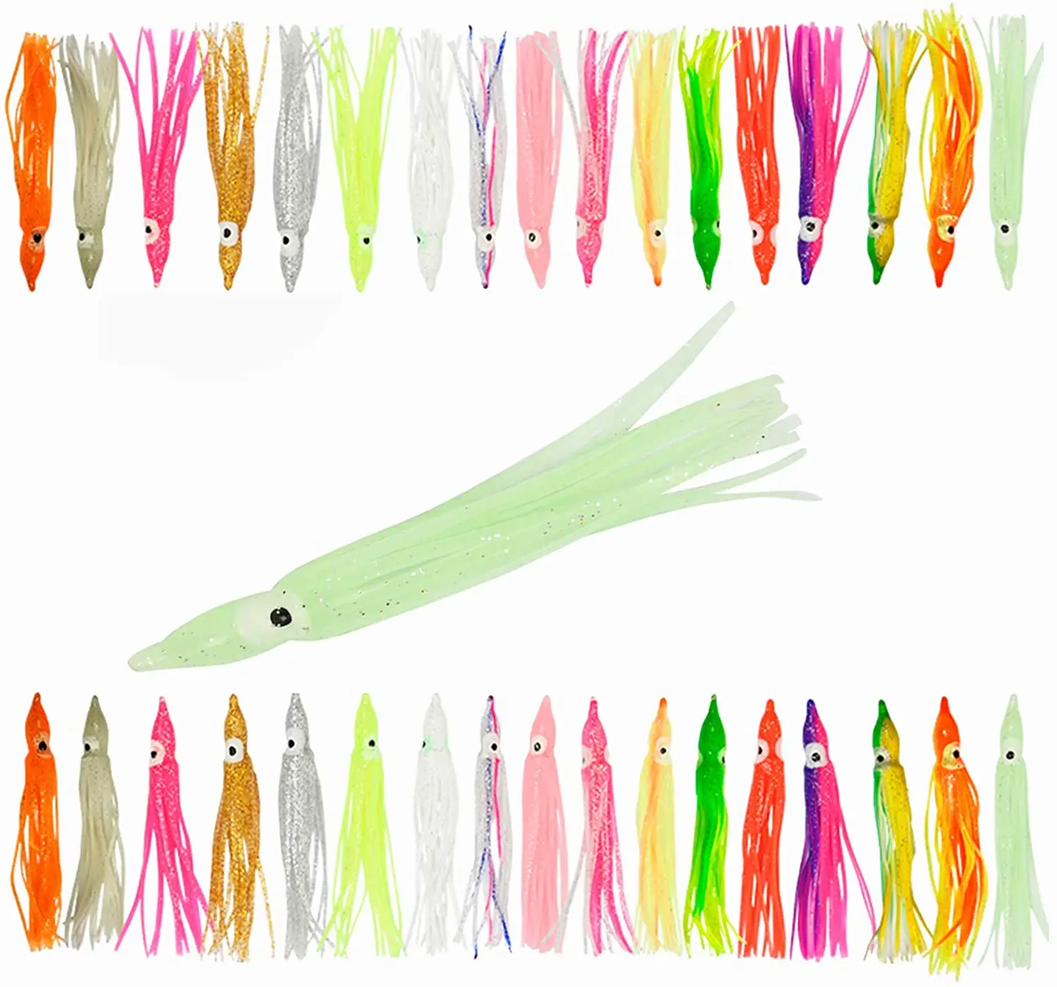 

4.53 inch squid lure Custom octopus skirts rigged tracing squid skirt fishing lure Soft Plastic Trolling Fishing Using Lumo, Multi color