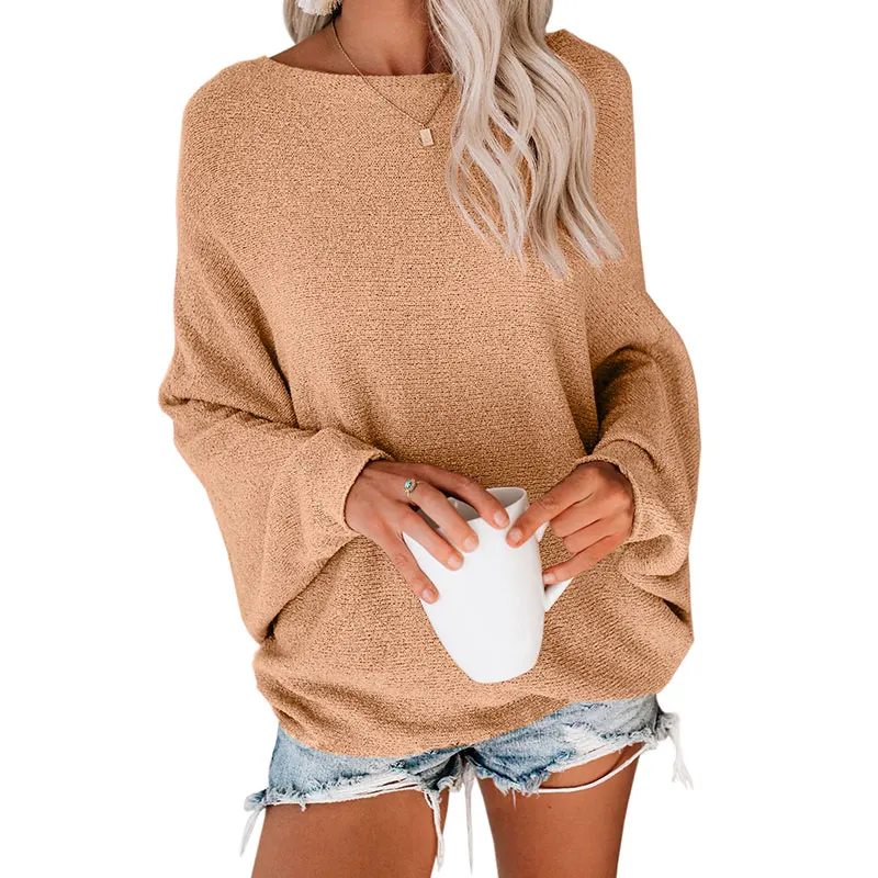 

Women Lasted Casual Crew Neck Solid Long Sleeve Knit Sweater