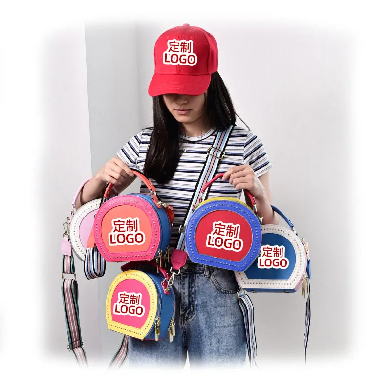 

2021 Drop shipping hit color round bag female custom LOGO street trend color matching fisherman hat simple hat handbag set