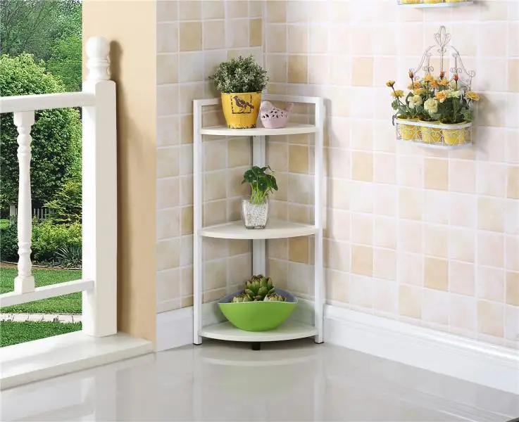 

storage rack corner white triangle 3 layer bathroo kitchen shelf metal holder Nico