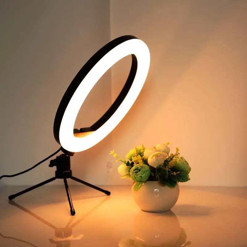 

Newest Style Desktop Live Dimmable 7.9inch LED Phone Ring Circle Light Selfie Photography Fill Lighting Lamp with Stand