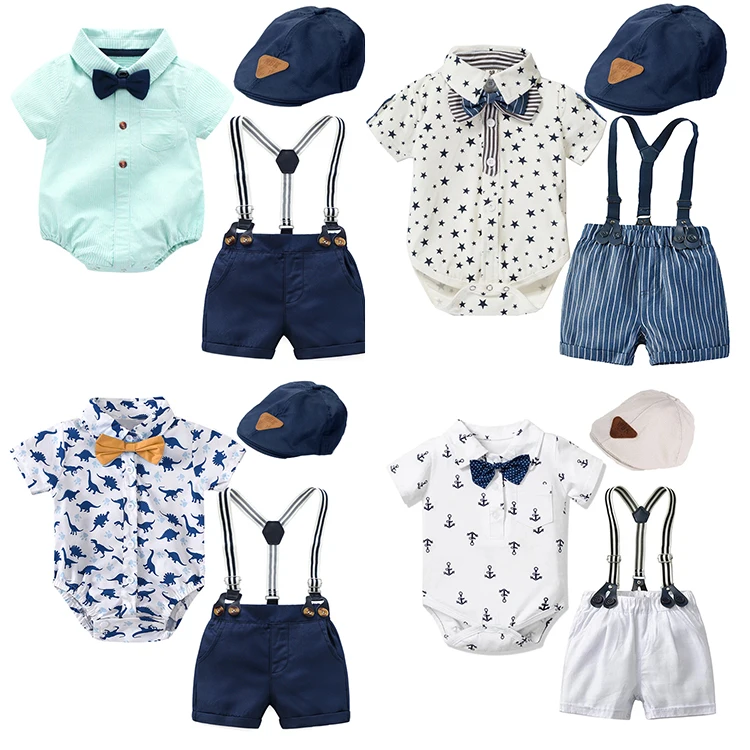 

custom 3 piece outfits new born summer clothes 2 set toddler boy shorts baby baptism boys' clothing sets