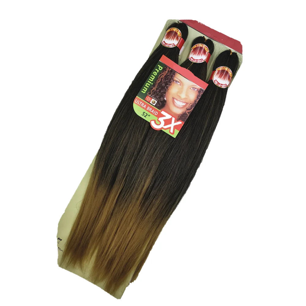 Hot Sales 3x Prestretched Ez Braiding African Extensions Hair Hot Water Shaping Ombre Easy Braid Pre Stretched Synthetic Hair