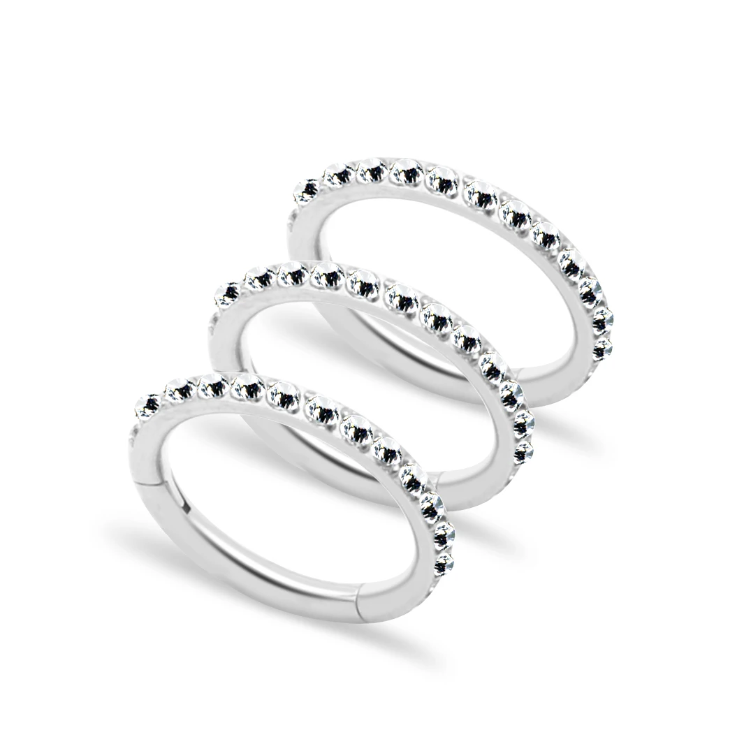 

Stainless Steel 316L Zircons Nose Septum Clicker Piercing Rings Ear Piercing Body Piercing, 1 color