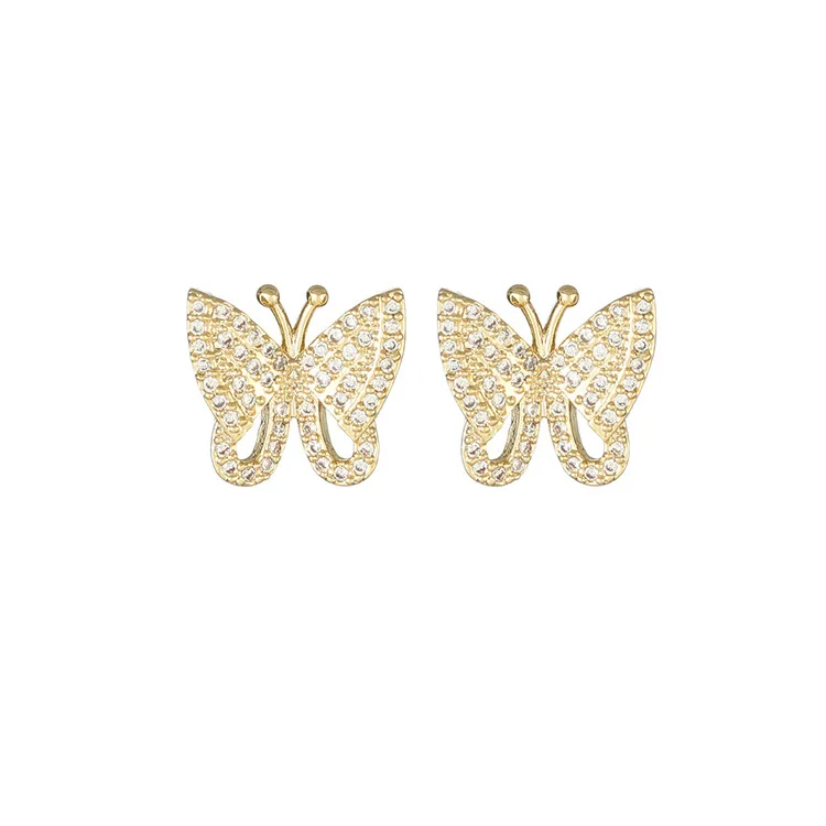 

Korean Fashion Jewelry S925 Silver Needle Crystal Stud Earring Sweet Micro Cubic Zirconia Butterfly Earrings