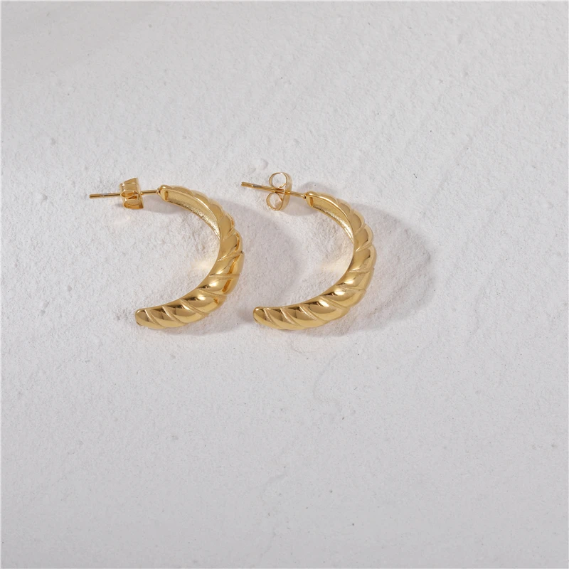 

JOOLIM High End 18K Gold Plated Croissant Hoop Earring Stainless Steel jewelry for Women
