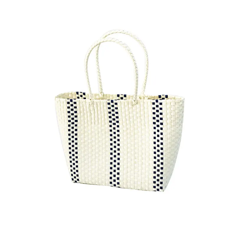 

New style woven bag with portable vegetable basket small fresh and large capacity picnic beach bag